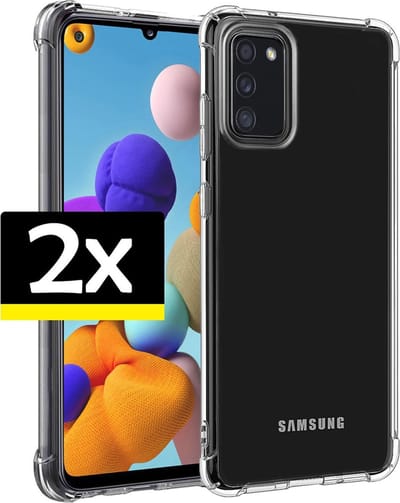 Hoesje - 2 Stuks - Geschikt voor Samsung Galaxy A41 - Sterk & Shockproof - Siliconen Case - Back Cover - Telefoon Hoes Shock Proof - Telefoonhoesjes - Transparant