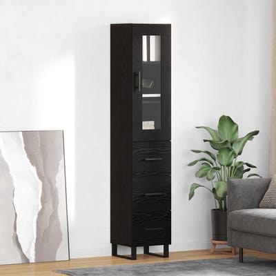 vidaXL Highboard Zwart Eiken 34,5 x 34 x 180 cm Bewerkt hout