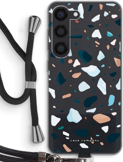 Case Company® - Hoesje met koord geschikt voor Samsung Galaxy S23 hoesje met Koord - Terrazzo N°13 - Telefoonhoesje met Zwart Koord - Bescherming aan alle Kanten en Over de Schermrand