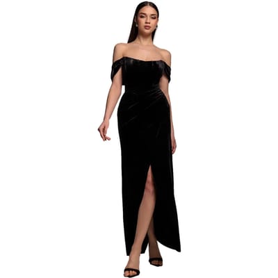 Dames corset jurk van fluweel Goddiva Maxi