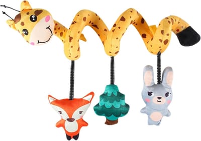 Wandelwagen Activiteiten Knuffelspeelgoed - Baby Speelgoed - Visuele Stimulatie - Hoog Contrast Kleuren - 25 x 20 x 12 cm