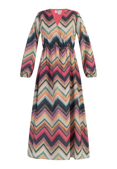IZIA Maxi-jurk met lange mouwen Dames Zigzag-print