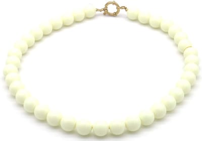 Ketting met kralen - RVS - wit - 45 cm - dames