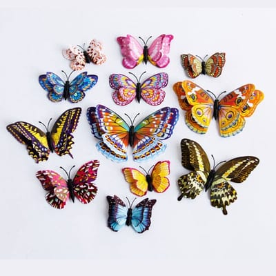 Scoby - 3D Vlinderstickers - Muurvlinders - Glow In The Dark - Butterfly Wall Stickers - 12 Stuks - Multicolor