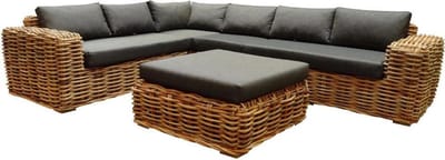 Sabuga hoek loungeset 5 delig naturel rotan