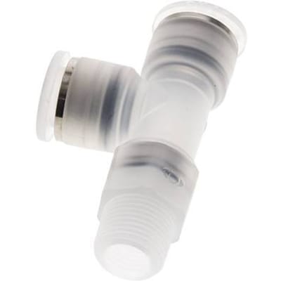 12mm x R3/8'' rechte hoek T-stuk PA Insteekfitting Buitendraad FDA Draaibaar EPDM
