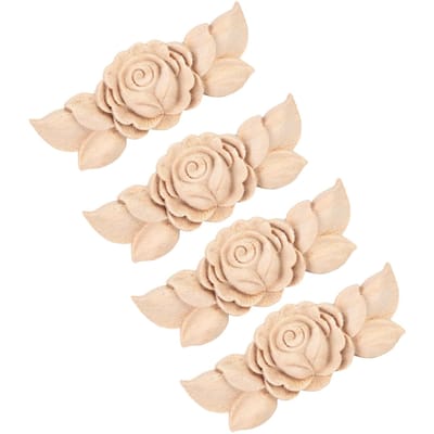 4 Pièces Applique d'Angle Sculptée de Fleurs pour Porte, Meuble de Style Vintage Type 1