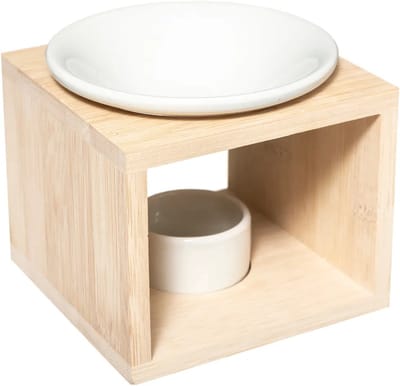 Atmosphera Geurbrander voor amberblokjes/geurolie - keramiek/hout - 10 x 10 x 12 cm