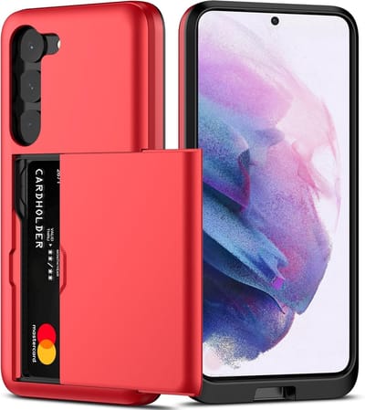 Hoesje Geschikt voor Samsung Galaxy S23 FE Hoesje Rood - shockproof Backcover met pasjeshouder - Ruimte voor 2 pasjes