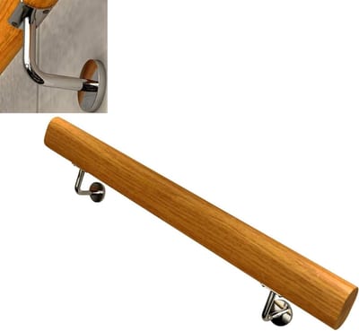 Trapleuning - Wandmontage Leuning - Veiligheid Trap - Hout en Metaal - Tot 600 cm - Houtkleur