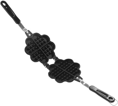 Dailygoods- Wafelijzer Dubbelzijdig - Hartvormige Wafel - Aluminium Bakpan - Antiaanbaklaag - Voor Snacks/Ontbijt - Compact Design - Wafelmaker