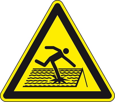 Sticker instortingsgevaar, ISO 7010, W036 50 mm - 10 stuks per kaart