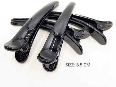 Stevige Platbek Haarklem Zwart - 4 stuks | S formaat 8.5 CM, glans| Hoog kwaliteit Professionele Haarklemmen /Afdeelklem- Haaraccesoire kapper| Stevig duurzaam