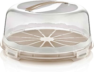 Taart Ronde bewaardoos - Beige / bruin - Taartbox - Vershouddoos - Transparant - met Klikklep - Taartdoos