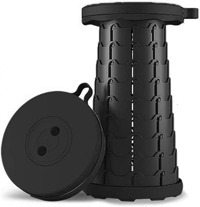 QTTVBTNA - Opvouwbare Kruk - Draagbare Telescoop kruk - In Hoogte Verstelbaar 6-45cm - Belastbaar tot 250kg - Lichtgewicht Krukje - Zwart - 1 stuk