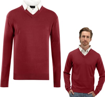 Milanoro - Herenpullover met overhemdkraag - Bordeaux - S