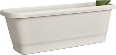 Elho Noa Balkonbak L - Balkonbak voor Buiten - Waterreservoir - 100% Gerecycled Plastic - L65 x B20 x H17.8 cm - Warm grijs