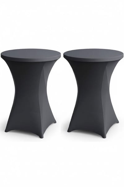 BRASQ Statafelrok Antraciet grijs - ∅80-74 x110 cm - Set van 2 - Statafelhoes - Stretch Rok - Tafelrok voor statafel