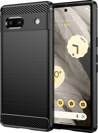 Hoesje geschikt voor Google Pixel 7a - Techsuit Carbon Silicone Back Cover - Zwart