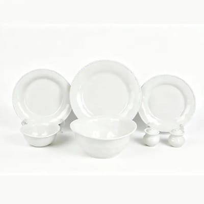 Pearls serviesset Pearls 27-delig Ø 26,5 cm wit – 6 personen met zout- en peperstel