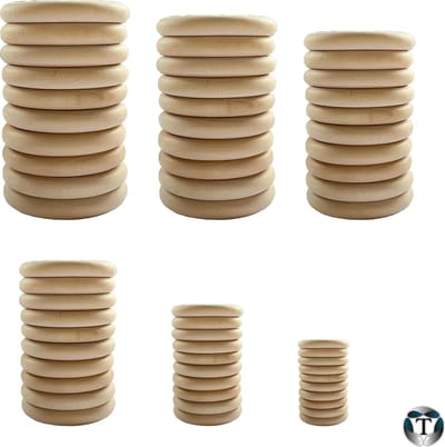 Houten Ringen | Set van 50 stuks | Hobby | DIY | Diverse Maten | Doe het zelf | Ringen |  7 CM | 6 CM | 5 CM | 4 CM | 3 CM | 2 CM | Kralen | Macramé | Plantenhanger | Wandkleed | Woondecoratie | Interieur | Natuurlijk | Onbewerkt | TheOldOmen |