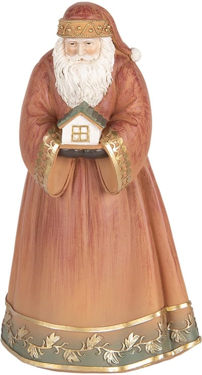 Clayre & Eef Kerstdecoratie Beeld Kerstman 17x13x27 cm Rood Kunststof
