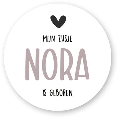 25x Sluitsticker Hoera Mijn zusje Naam is geboren - 40 mm - Geboorte Sticker - Sluitzegel - Sticker Geboortekaart - Baby nieuws - Trakteren Broer Zus Basisschool Kinderdagverblijf - Sluitzegel -Sluitstickers Pimp Studio