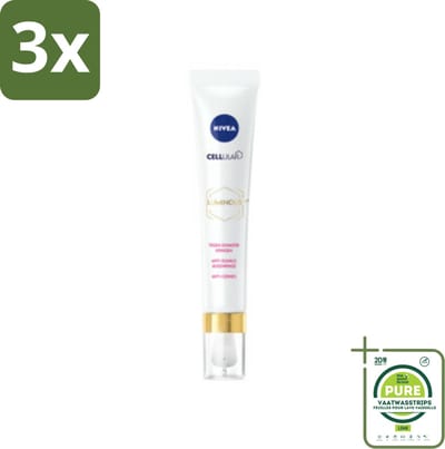 3 x NIVEA - Oogcrème - CELLular LUMINOUS630 - Tegen donkere kringen, wallen & rimpels - Voor alle huidtypen - Met Hyaluronzuur & Cafeïne - 15 ml - Grootverpakking - NIVEA Oogcreme - Oogcontourcrème - Donkere Kringen - Wallen - Rimpels