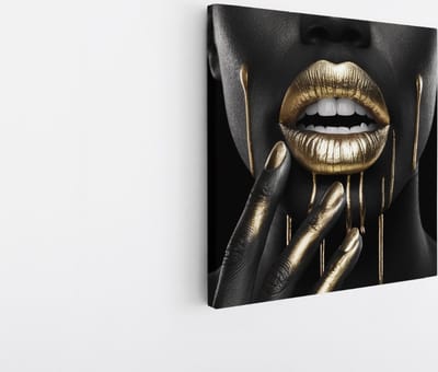 Saammp Canvas Schilderij - Vrouw - Goud - abstract - 20x20 - Foto op canvas - Wanddecoratie - Muurdecoratie Woonkamer - Slaapkamer decoratie - Canvas Print