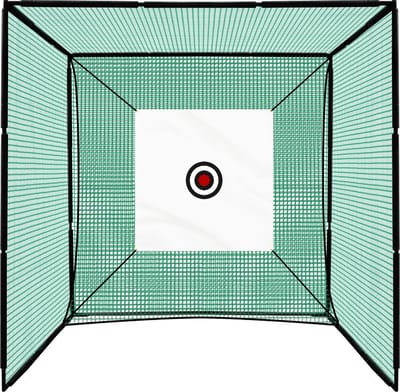 Golf oefenkooi en net - zwart/groen - 3x3x3m - inclusief kunstgrasmat