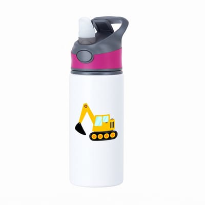 Hacebo® - Shovel waterfles met rietje roze - Trekker - Bouwmeester - Werken in de bouw - bouwer - bouwvakarbeider - klusjesman - water fles - 650ML