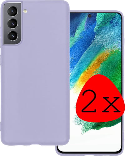 Hoesje 2 Stuks - Geschikt voor Samsung Galaxy S21 FE - Sterk & Shockproof - Case Siliconen - Back Cover - Telefoon Hoes - Lila