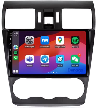 CarPlay autoradio geschikt voor Subaru Forester (2014 t/m 2018) | 9 inch | Android 13 | Draadloos Apple CarPlay & Android Auto | 2GB + 32GB | QuadCore processor | Denago DNG-A90 | 2025 model | 2014 2015 2016 2017 2018 | Bluetooth & Wifi
