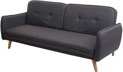 Slaapbank MCW-J18, bank uitklapbare slaapbank logeerbed, slaapfunctie stof/textiel 185cm ~ antraciet-grijs