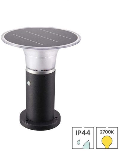 Lybardo - Solar Tuinverlichting - Sokkellamp 28cm - Instelbaar 2700K/6500K - Op Zonne Energie - Dag-nacht Sensor