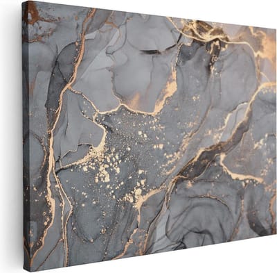 Artaza Canvas Schilderij Marmer Goud - 40x30 cm - Klein - Muurdecoratie Abstract - Wanddecoratie Woonkamer - Kamer Accessoires