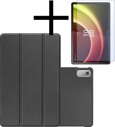 Hoes - Geschikt voor Lenovo Tab P11 (2e / 2nd Generatie) - Met Screenprotector - Trifold Bookcase - Hard Cover - Hardcover Book Case - Tablet Hoesje - Zwart