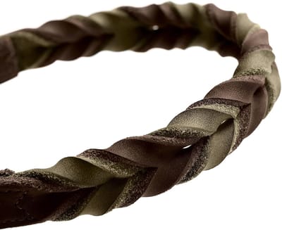 Honden Halsband - Honden Accessoire - Dagelijks Gebruik - Handgevlochten Leer - 55 cm - Bruin/Olijf