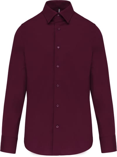 Kariban Heren stretch overhemd lange mouwen K529 - Wine - M
