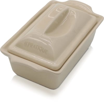 Le Pratique | Terrinevorm met Keramische Persplaat | Perfect voor ambachtelijke patés, vis- en groenterrines of chocoladeparfait | Voor perfecte garing én vorm | Tot 220°C hittebestendig keramiek | Afmeting 6,5 cm x 10 cm x 16,5 cm | Made in France