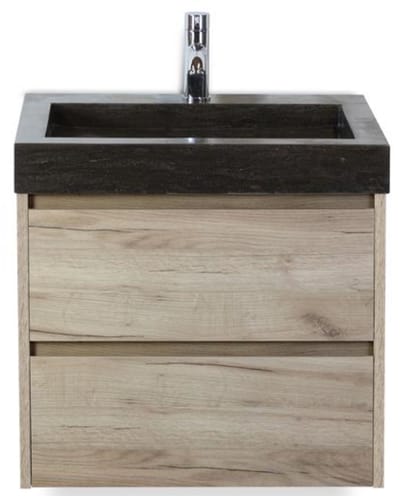 Dante Badmeubelset 60 cm - Craft Oak - Wastafel Hardsteen Wit Lucca