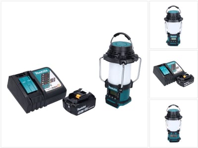 Makita DMR 055 RT1 accu-radio 18 V FM met lantaarn 360° zaklamp + 1x accu 5,0 Ah + oplader