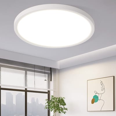 NETTLIFE Plafondlamp LED - Wit - modern - 22cm - rond - 3000 K Warm wit Licht - Platte Plafondlamp - 18 W Woonkamerlamp - IP44 Waterdicht - voor Slaapkamer | Keuken | Gang