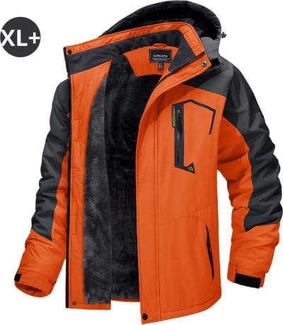 Livano Winterjas Voor Heren - Parka - Winter - Jas - Volwassen - Oranje/Grijs - Maat XL Plus