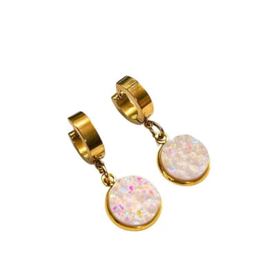 2 Love it Sparkling Delight - Oorbellen - Stainless steel - 3 x 1.2 cm - Wit - Goudkleurig