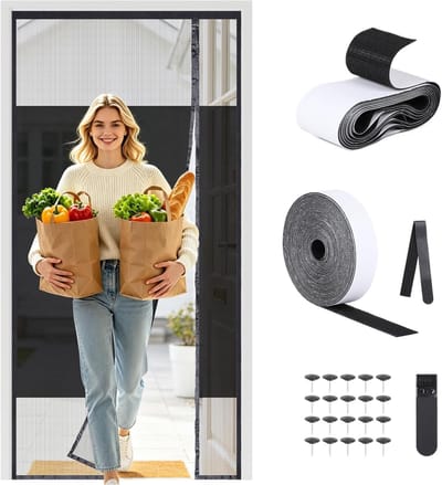 Magnetisch vliegengaas voor deuren en ramen, 90 x 210 cm, anti-muggen en privacybescherming, eenvoudig te installeren zonder boren