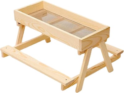 Kippen Picknicktafel - Voederstation Pluimvee - Schone Voeroplossing - Verhoogd Ontwerp - 395 cm Lengte - Houtkleur