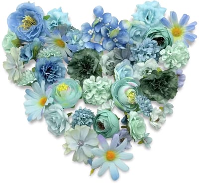 Dailygoods- Kunstbloemen 43 stuks - Kunstbloemkoppen - Decoratieve Bloemen - Bruiloftsdecoratie - Taartdecoratie - Doe-het-zelf Knutselen - Nep Bloemen