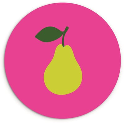 WallCircle® Wandcirkel 120x120 cm - Muurcirkel Illustratie - Fruit - Peer - Groen - Muurdecoratie woonkamer - Wanddecoratie slaapkamer - Kamer decoratie accessoires - Ronde schilderijen XXL