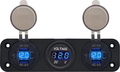 ProRide 12V USB Autolader 6 Poorten - QC3.0 - P19160 - Drievoudig inbouw met Voltmeter